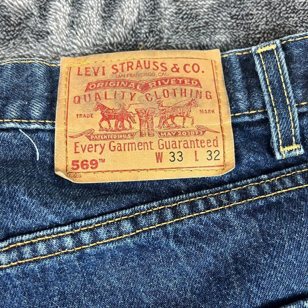 SOLD Vtg 90's Levi's 569 Large Straight Baggy Fit Blue Denim Jeans Men's 33X32 - Picture 14 of 15